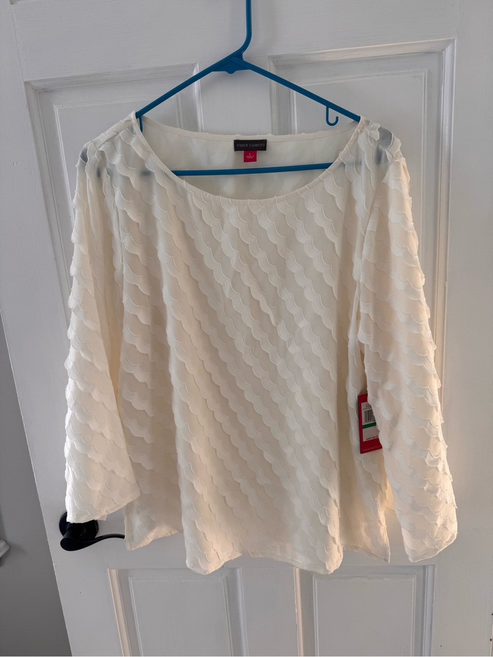 Vince Camuto Cream Scallop Overlay Blouse